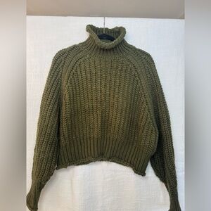 LBLC The Label Olive Green Chunky Ribbed Turtleneck Sweater